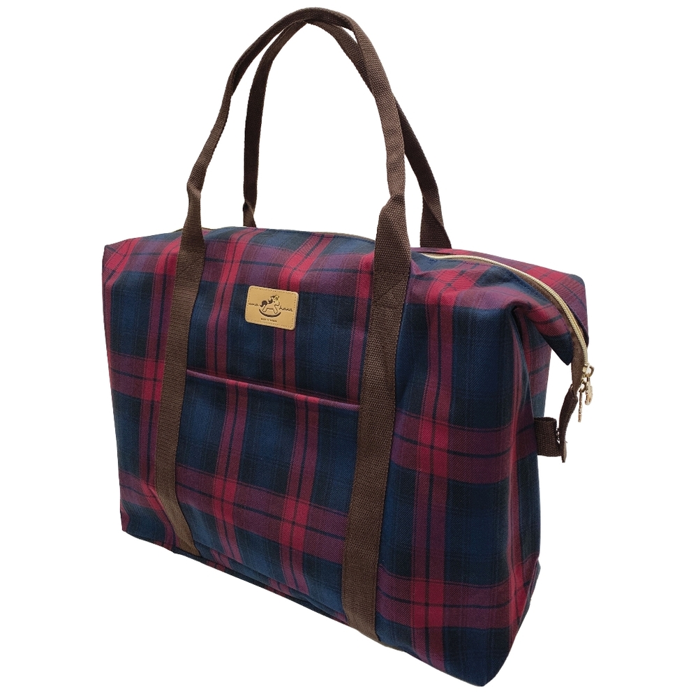 Waterproof Plaid Extra Large Travel Tote Luggage Weekender Duffel Trolley Sleeve - Picture 1 of 10